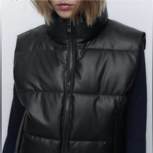 Akira Black Faux leather vest